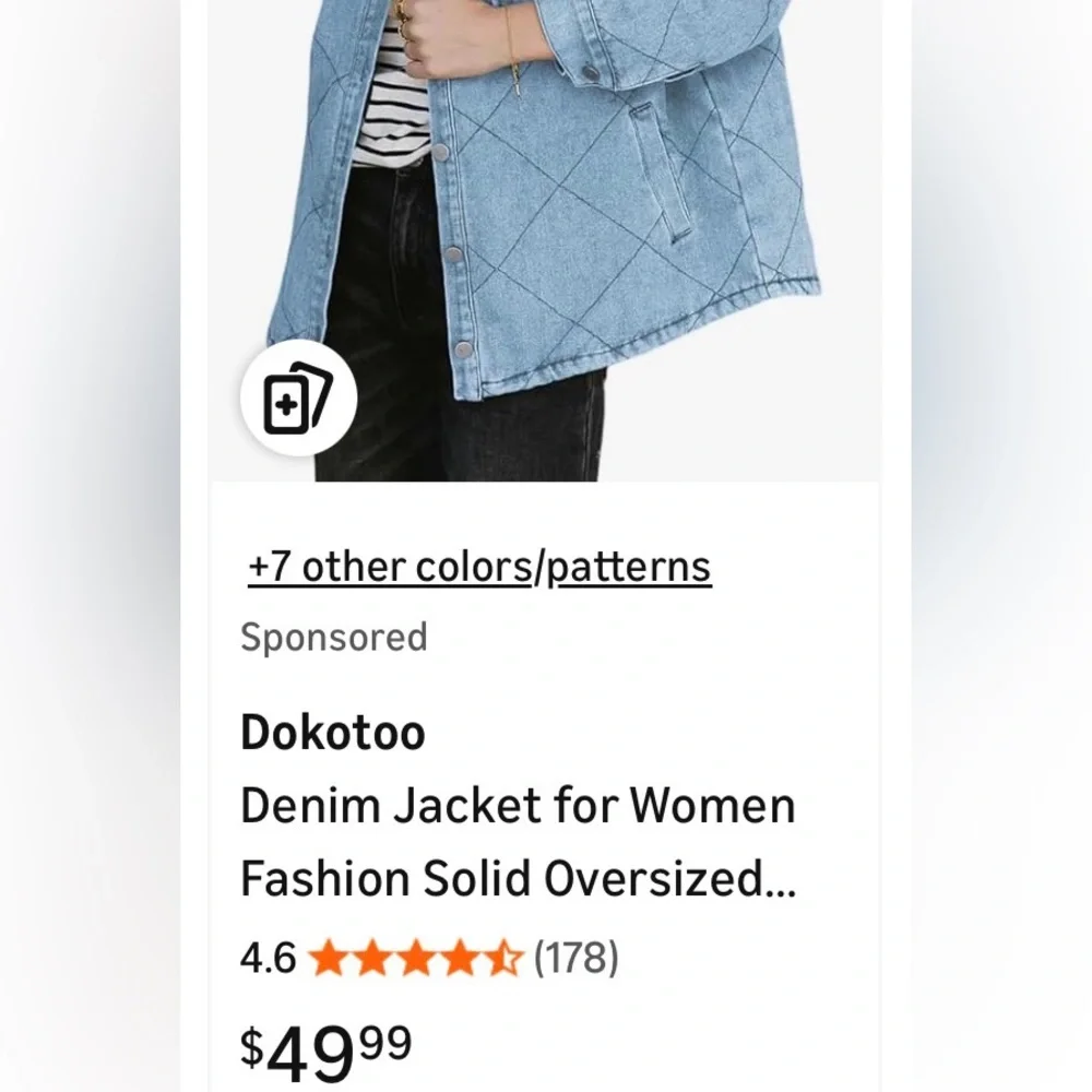 Jean Jacket w Fleece Warm Fleece Lining By Dokotoo Size L - Picture 5 of 5